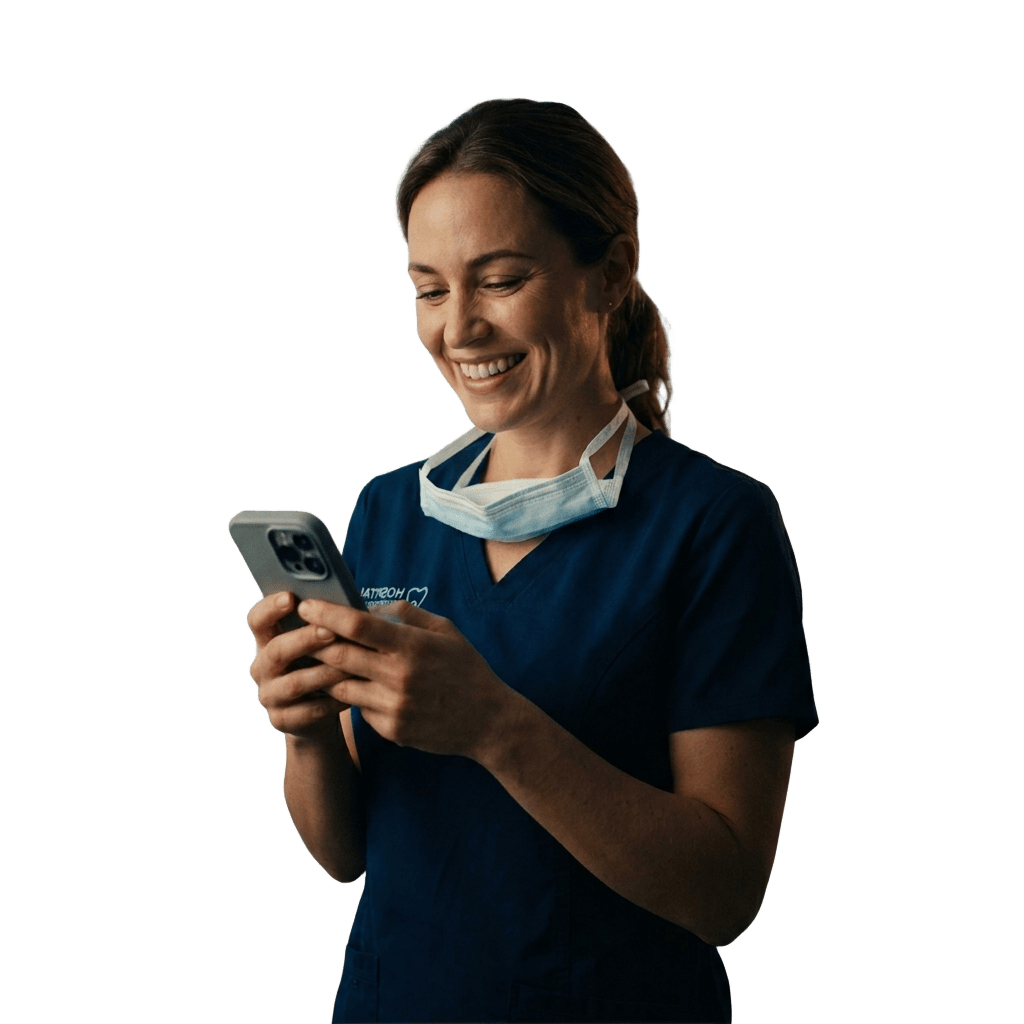 Dentista usando o OdontoPlanner no celular